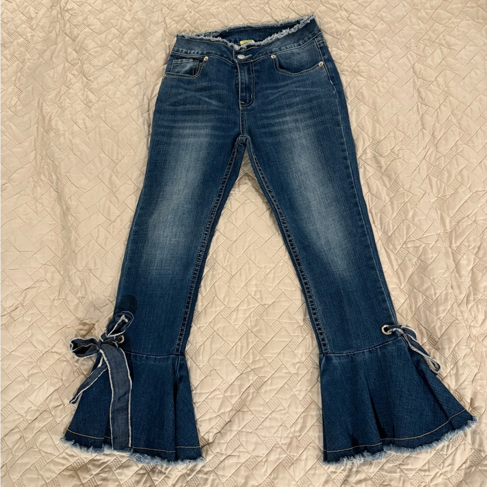 Gianni Bini Blue Flare Wide Leg Jeans